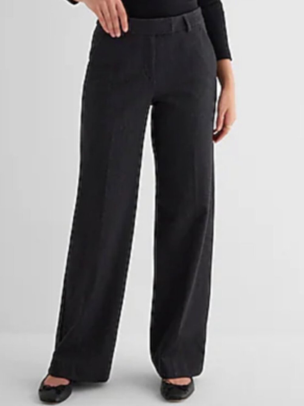 Express Editor Dark Grey Twill Mid Rise Relaxed Stretch Trouser Sz 10 Regular